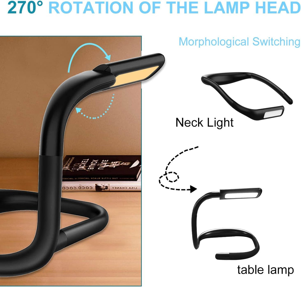 LALAKU Luz LED de lectura para el cuello, lámpara de escritorio de...
