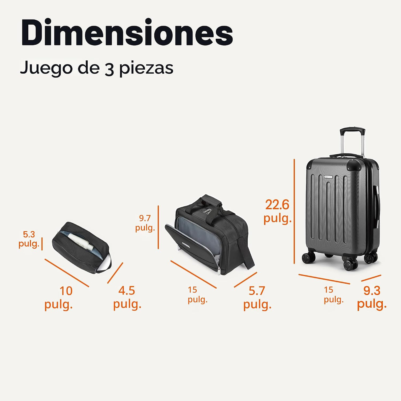 Amazon Basics - Juego de maletas rígidas, equipaje de mano, con rue...