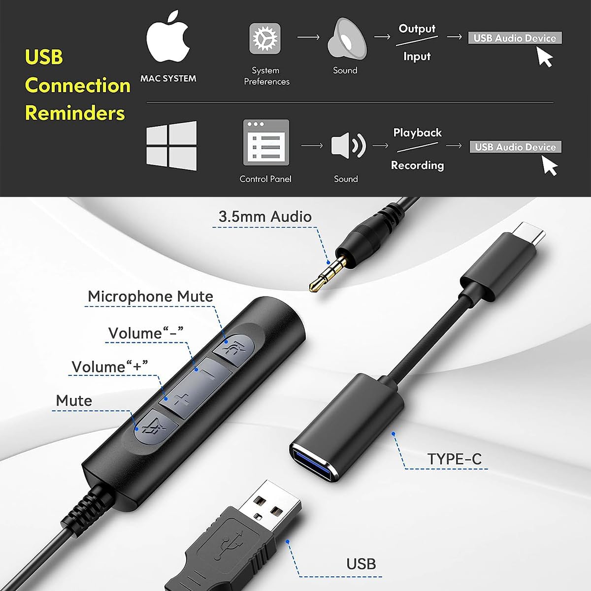 Wantek Auriculares de computadora USB con micrófono para computador...