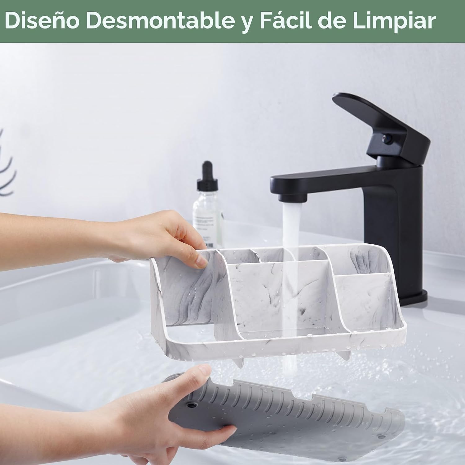 GFWARE Organizador de Encimera de Baño de Mármol - Soporte Desmonta...
