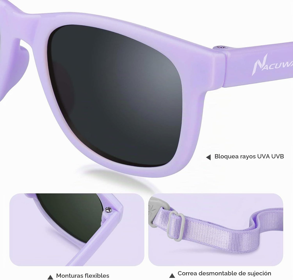 Nacuwa Gafas de sol para bebé, 100% a prueba de rayos UV, para bebé...