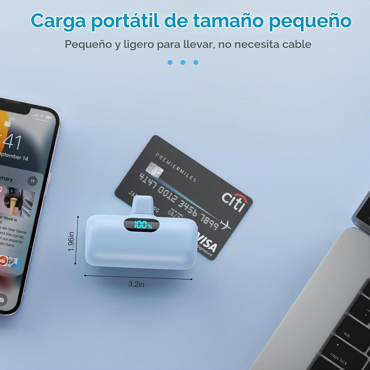 Mini cargador portátil USB C, batería mejorada de carga rápida PD d...