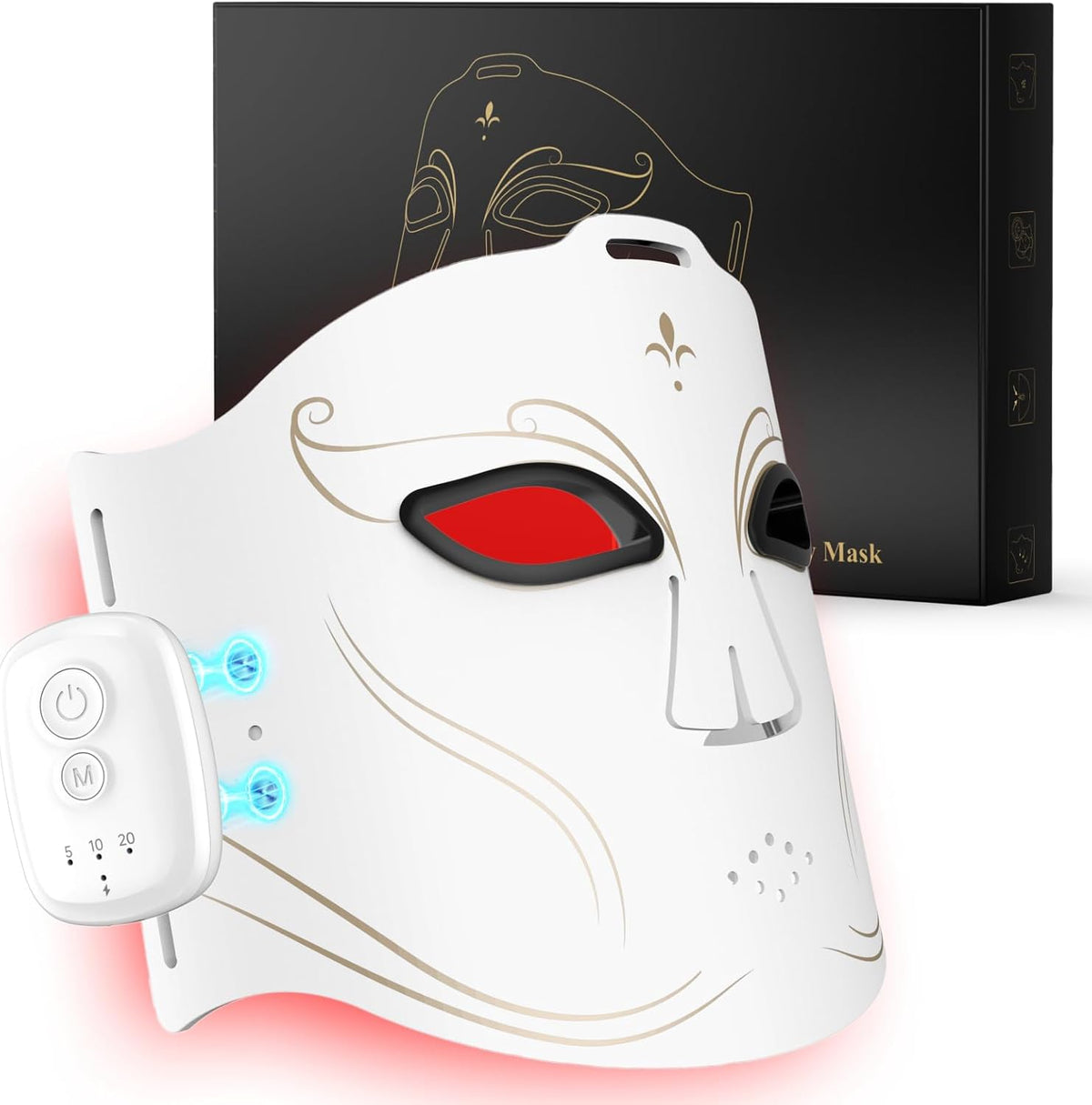Terapia de luz con máscara facial LED, máscara inalámbrica de terap...