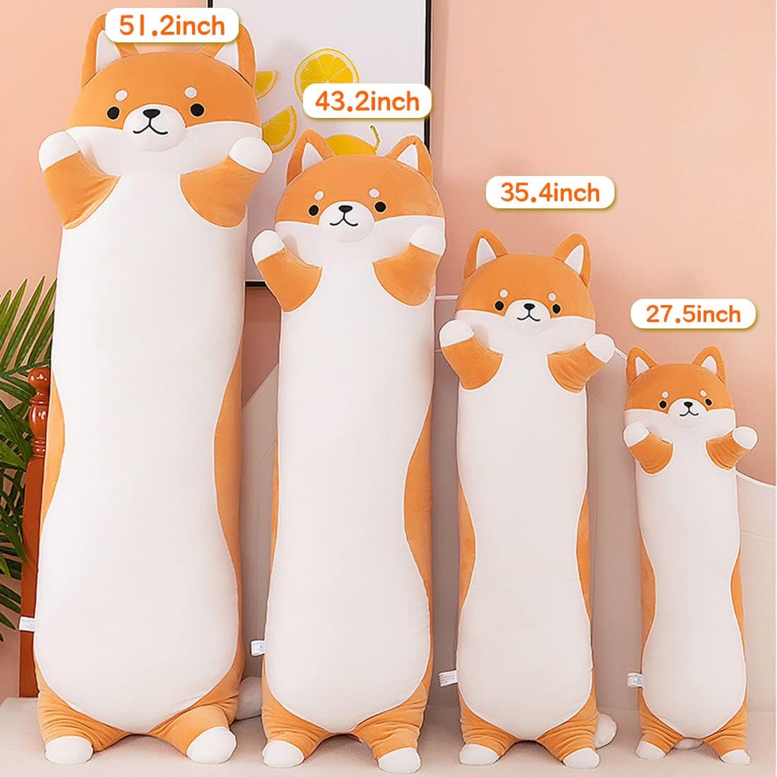 MIAOHAHA Almohada larga de peluche suave para perro Shiba Inu, jugu...