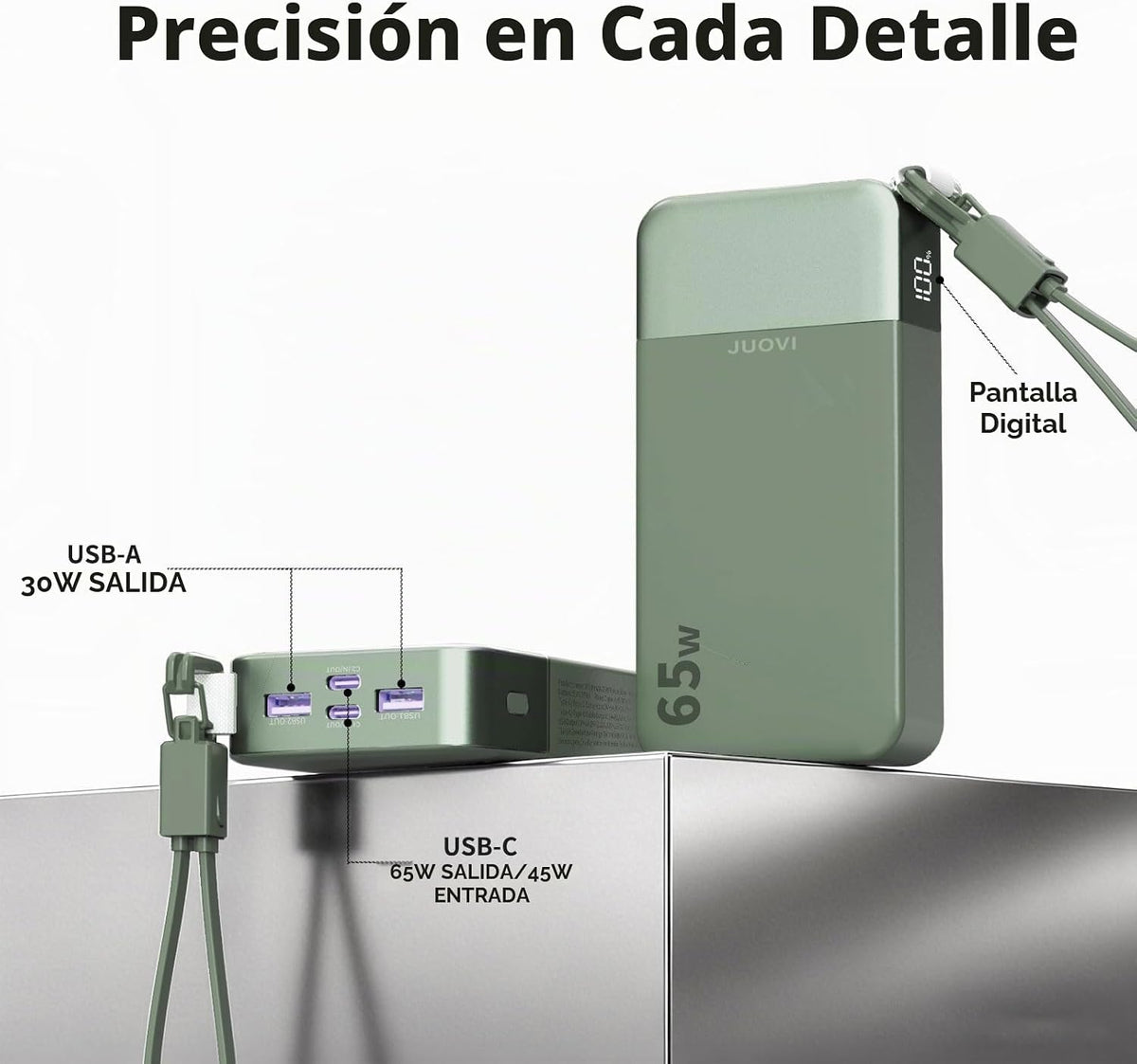 JUOVI Cargador portátil de 65 w para el banco de energía del ordena...
