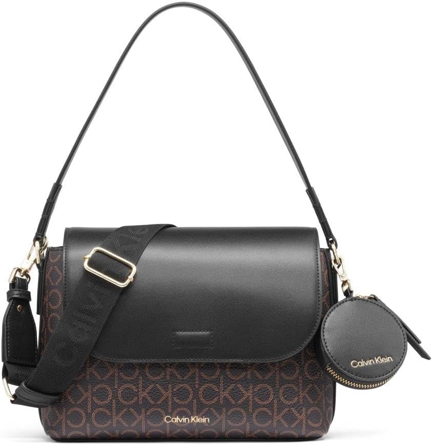 Calvin Klein Bolso de hombro con solapa Millie 2 en 1 para mujer y...