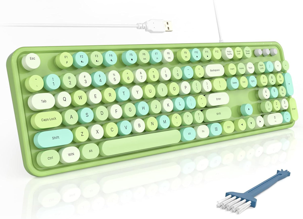 MOFII Teclado con cable, USB de tamaño completo Plug &amp; Play, te...