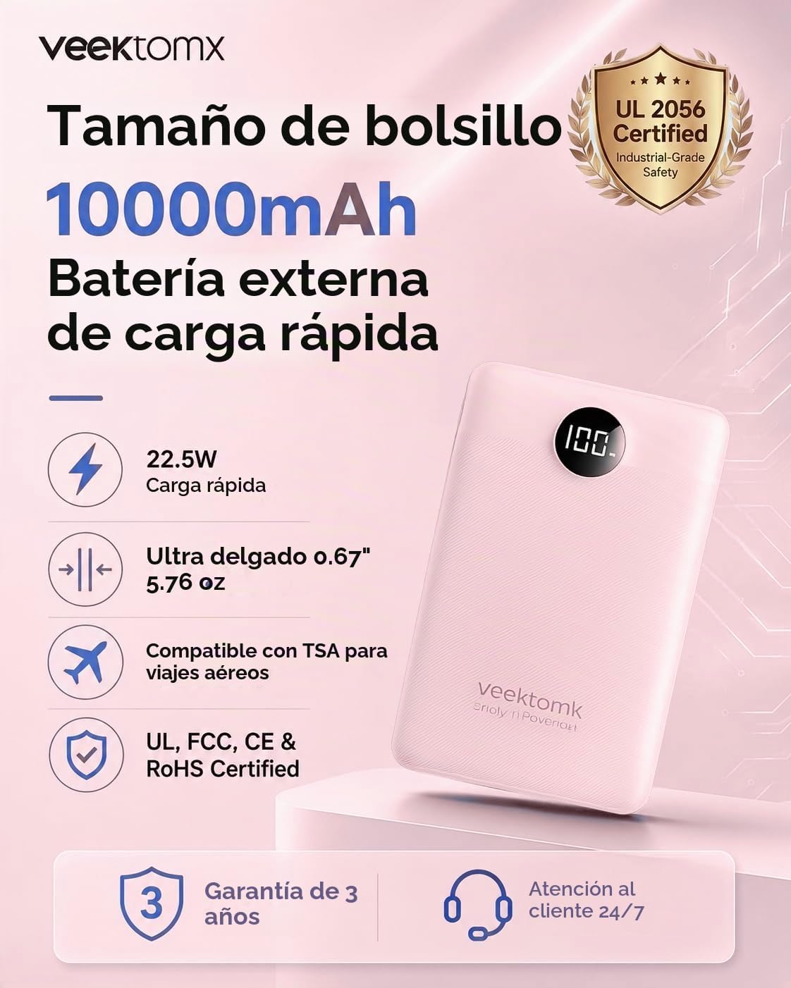Cargador portátil 10000mAh, banco de energía ultra delgado de carga...