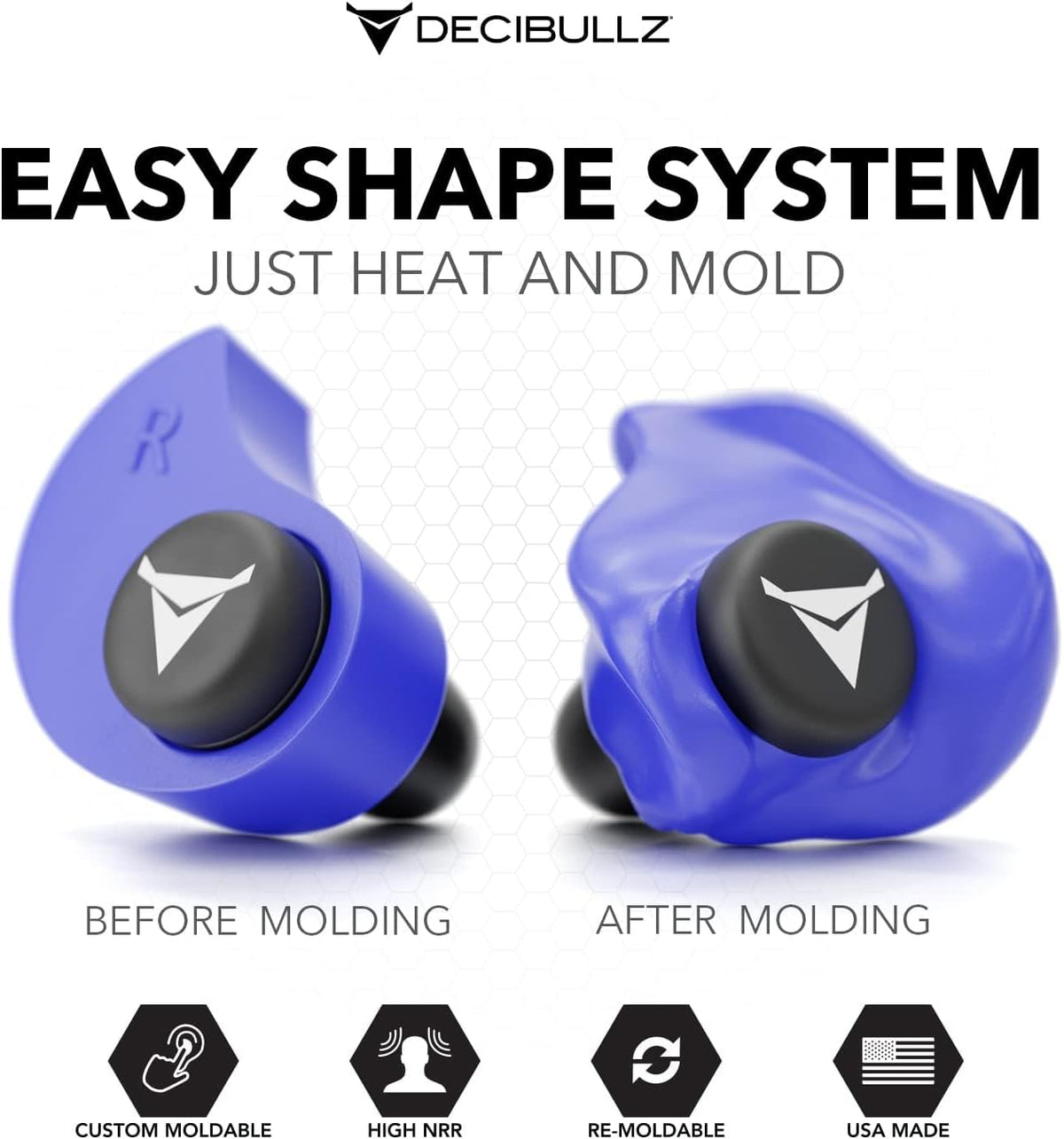 Decibullz - Tapones para oídos moldeables a medida, 31 dB NRR más a...