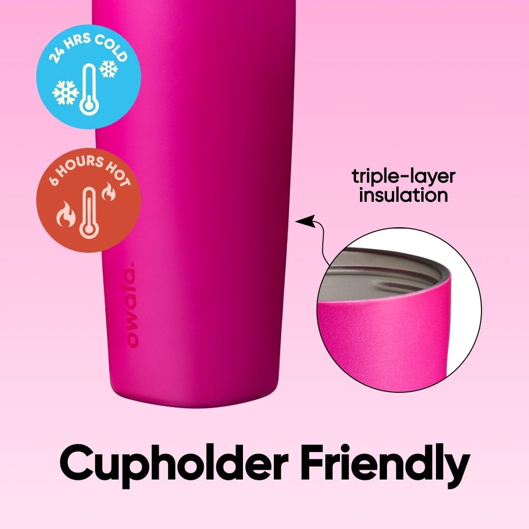 Owala SmoothSip Slider - Vaso de café de acero inoxidable con aisla...