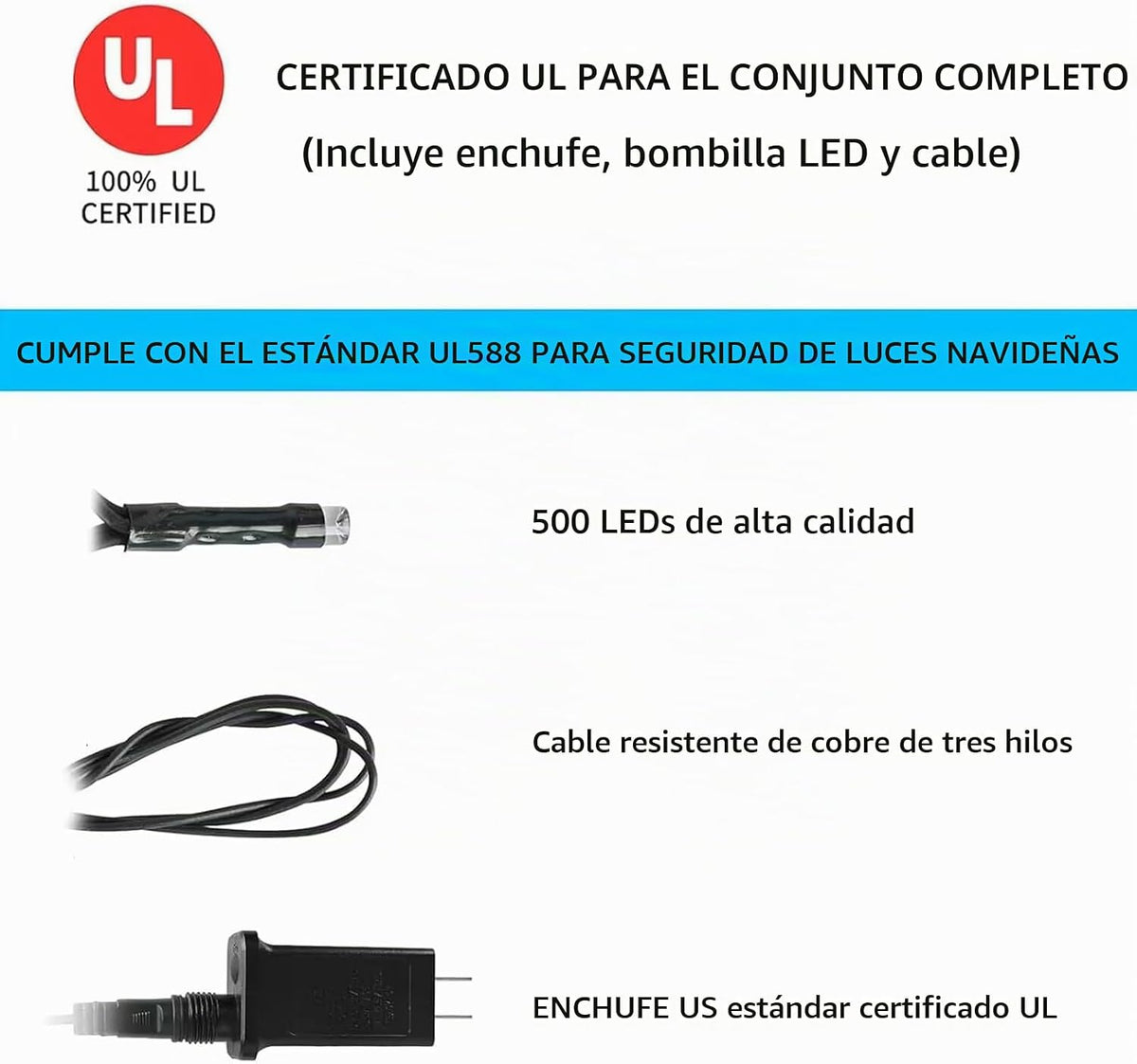 MZD8391 Luces de Navidad LED de 170 pies, 500 luces LED para interi...