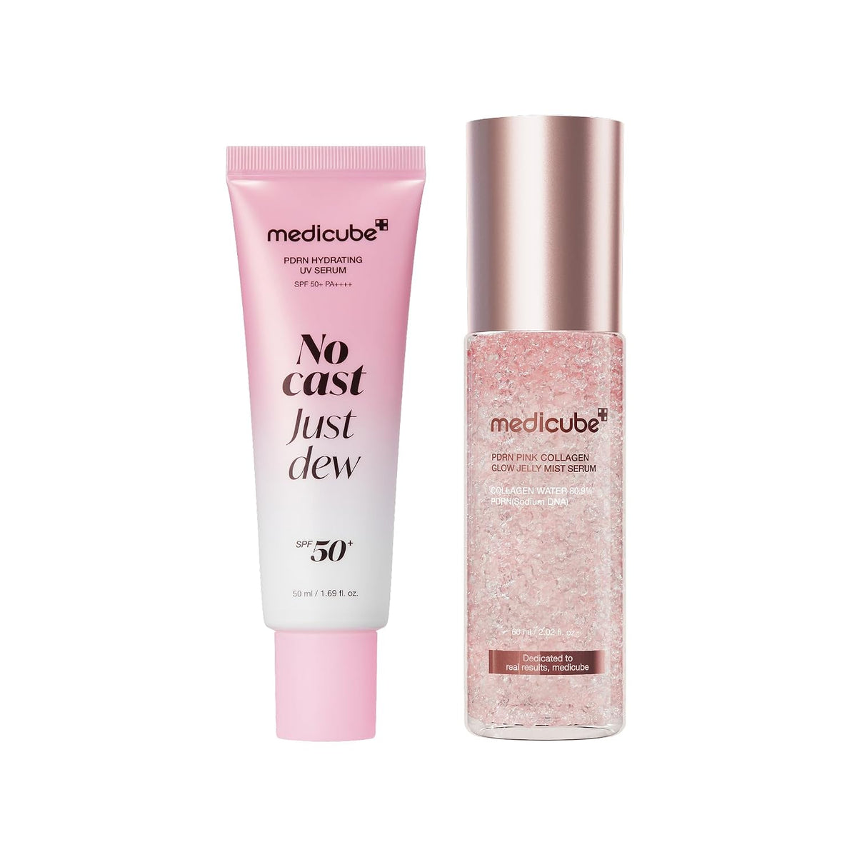 medicube PDRN Glow &amp; UV Dew Duo: suero solar PDRN y gelatina Ms...