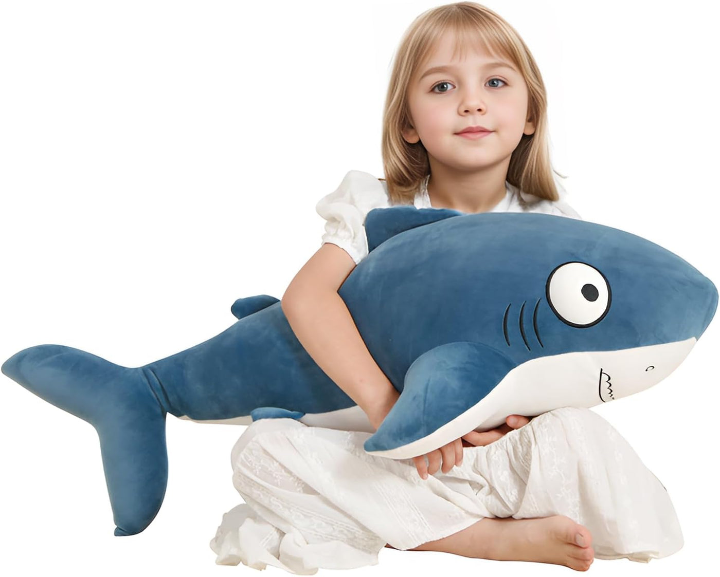 Peluche de tiburones gigantes azules de 32 pulgadas, animales de pe...