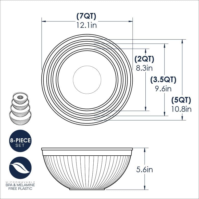 Nordic Ware - Juego de tazones para preparar, servir y mezclar, 8 p...