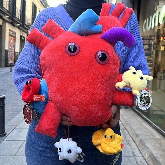 GIANT MICROBES Peluche de corazón anatómico de lujo de 15 pulgadas...
