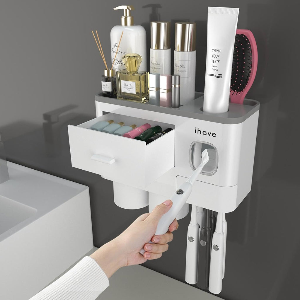 iHave Soportes para cepillos de dientes montados en la pared con |...