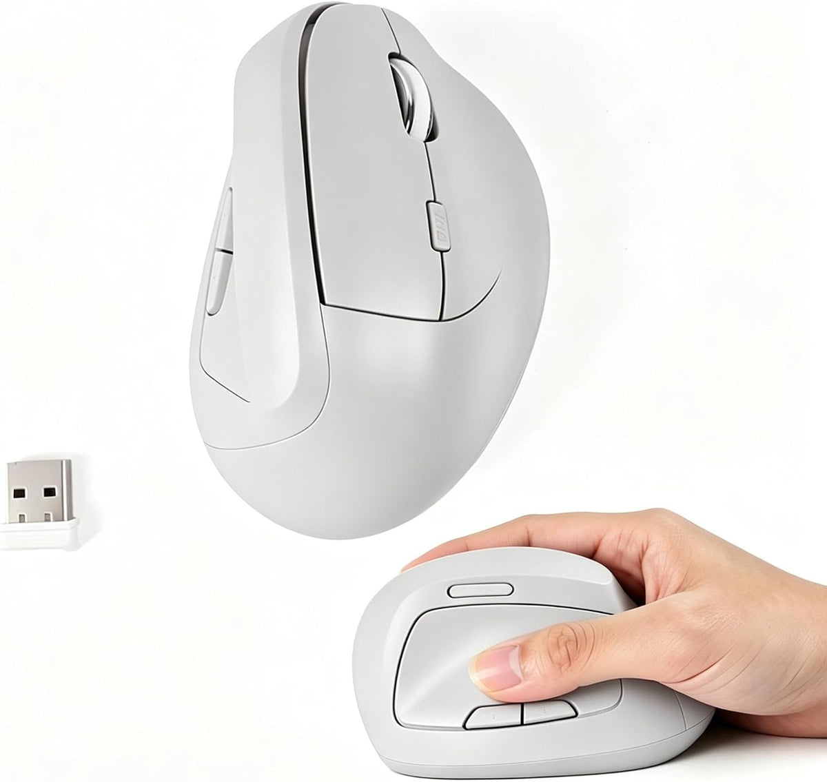 Justdfine Ratón vertical ergonómico inalámbrico, clics silenciosos,...