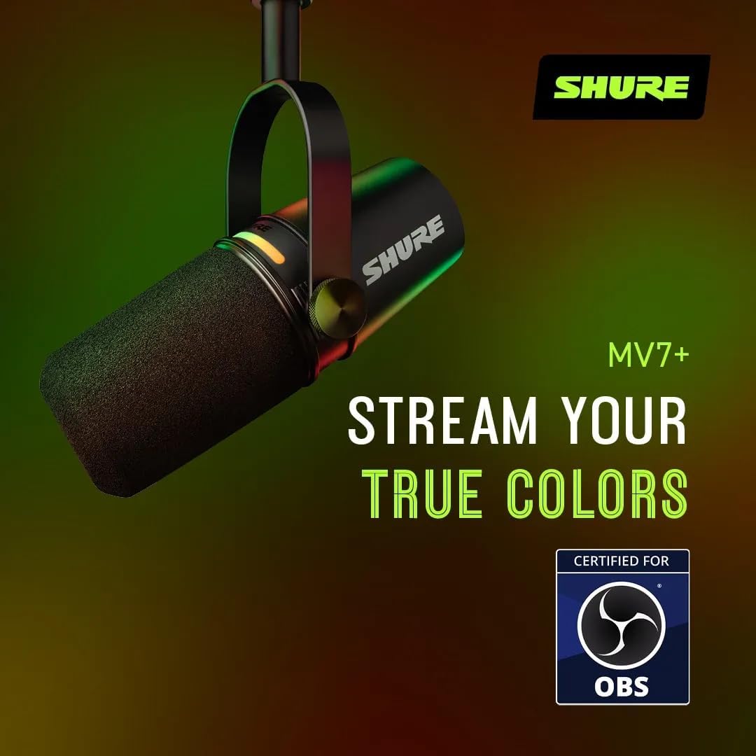 Shure MV7+ Micrófono dinámico para podcast USB-C y XLR - Negro | Mi...