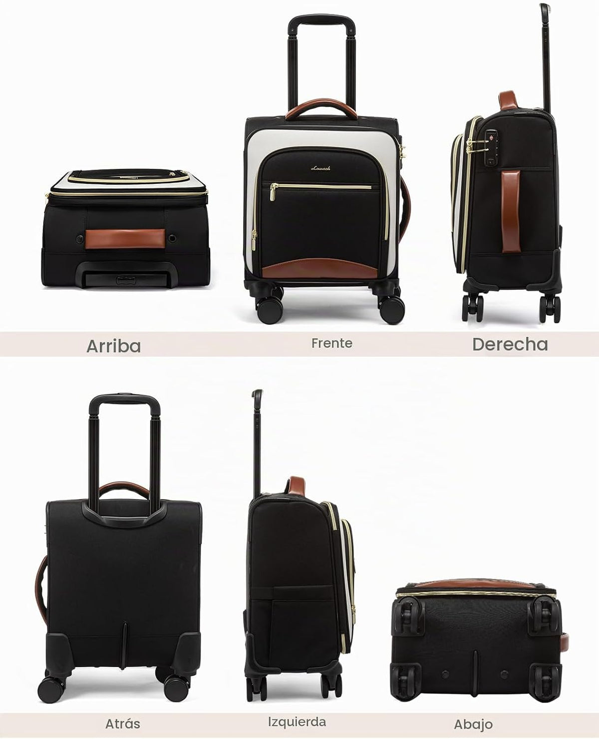 LOVEVOOK Equipaje de mano para debajo del asiento con ruedas, equip...