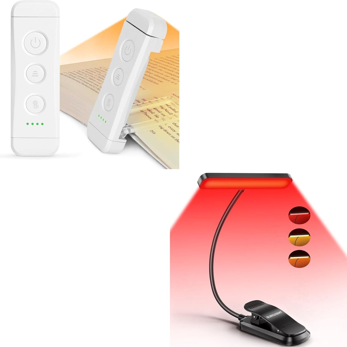 Glocusent Luz de libro recargable USB con 3 modos de luz roja