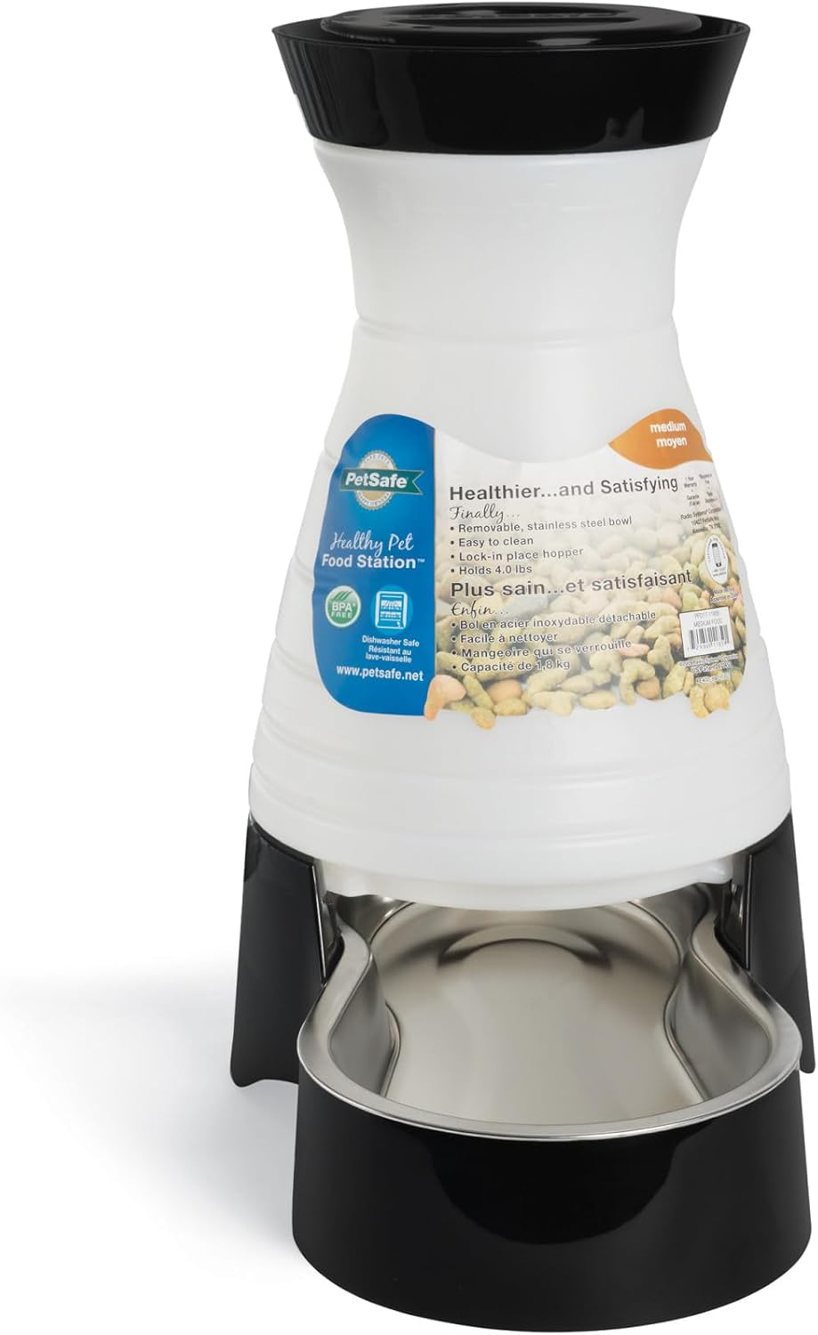 Estación de comida PetSafe para perros y gatos con tazón de acero i...