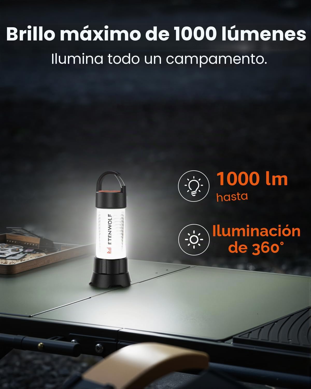 ETENWOLF Linterna de camping ultra brillante, mini proyector de lin...