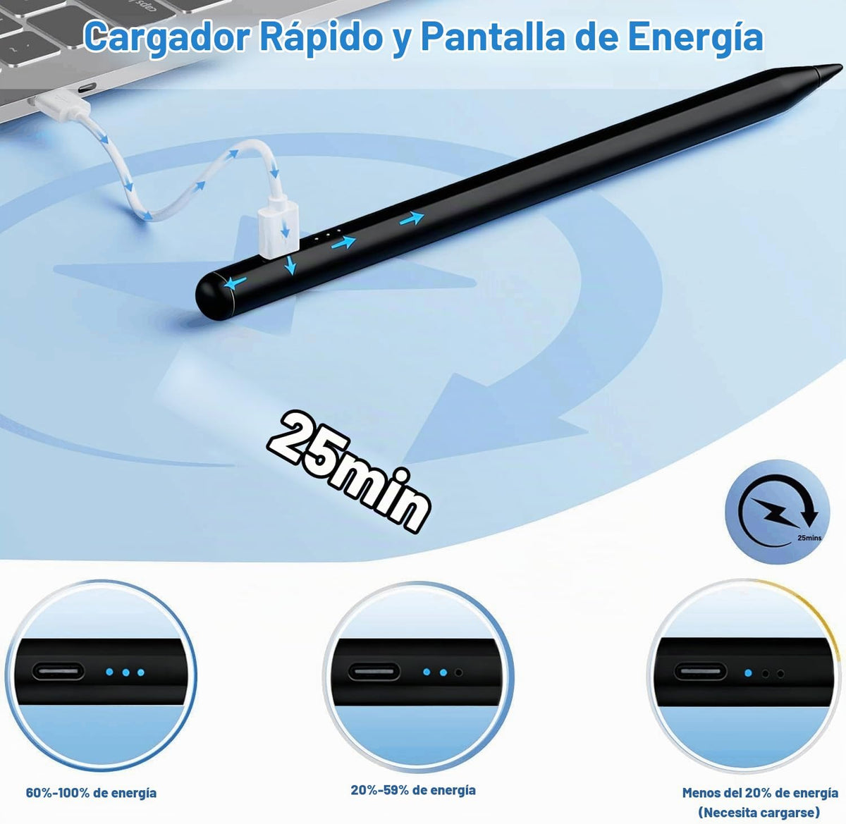 Lápiz óptico para iPad (2025-2018), sensibilidad de inclinación, re...