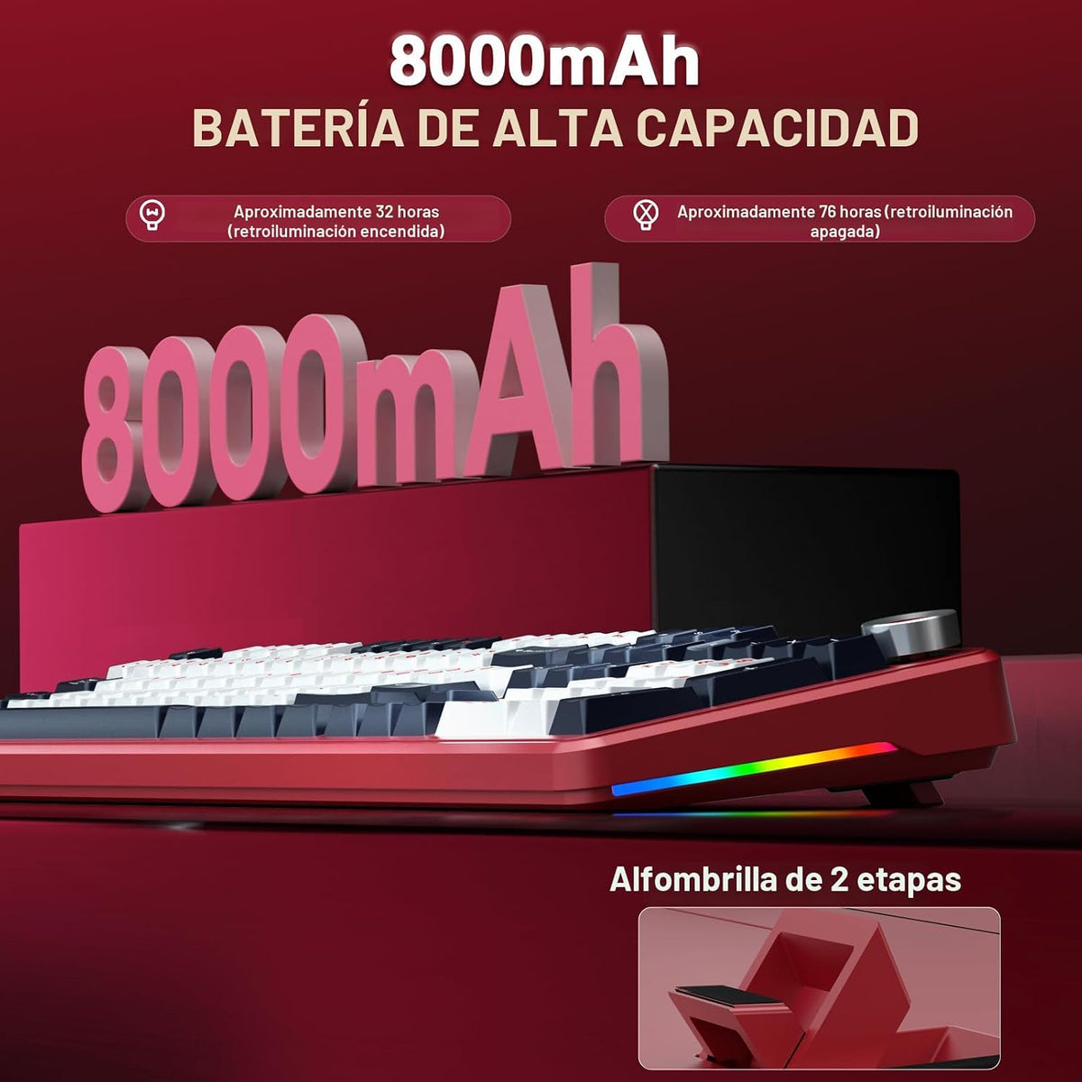 AULA F108 PRO - Teclado mecánico inalámbrico con pantalla y perilla...