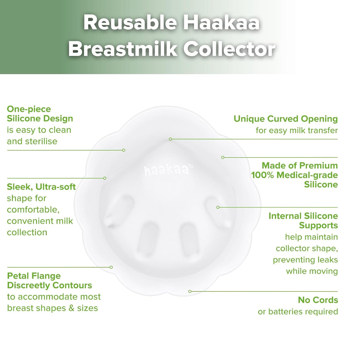 haakaa Recolector de leche materna de silicona suave en forma de pé...