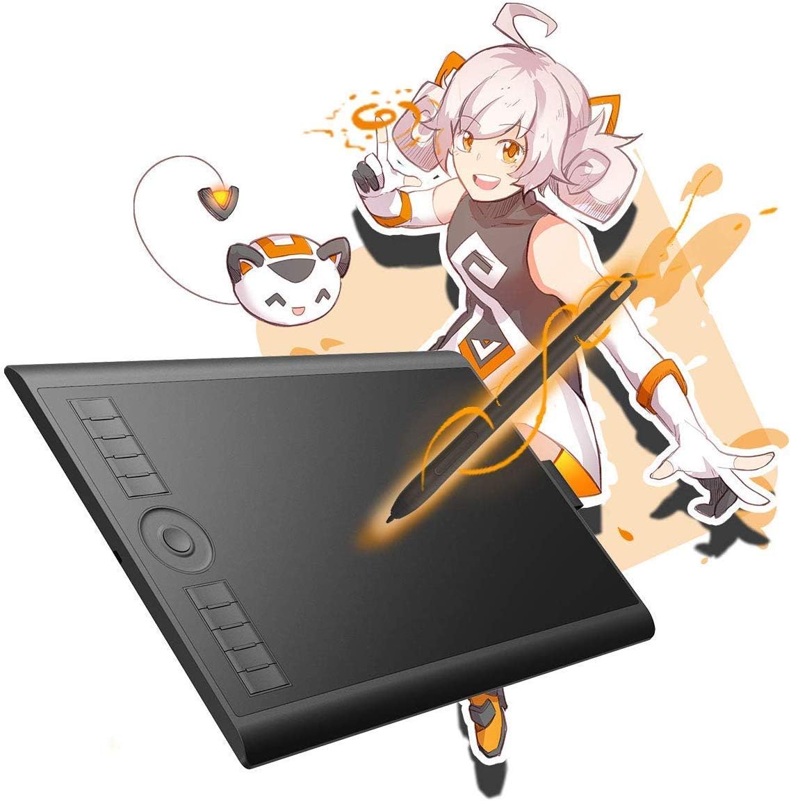 GAOMON Tableta de dibujo M10K, 10x6 con anillo táctil, 10 teclas y...