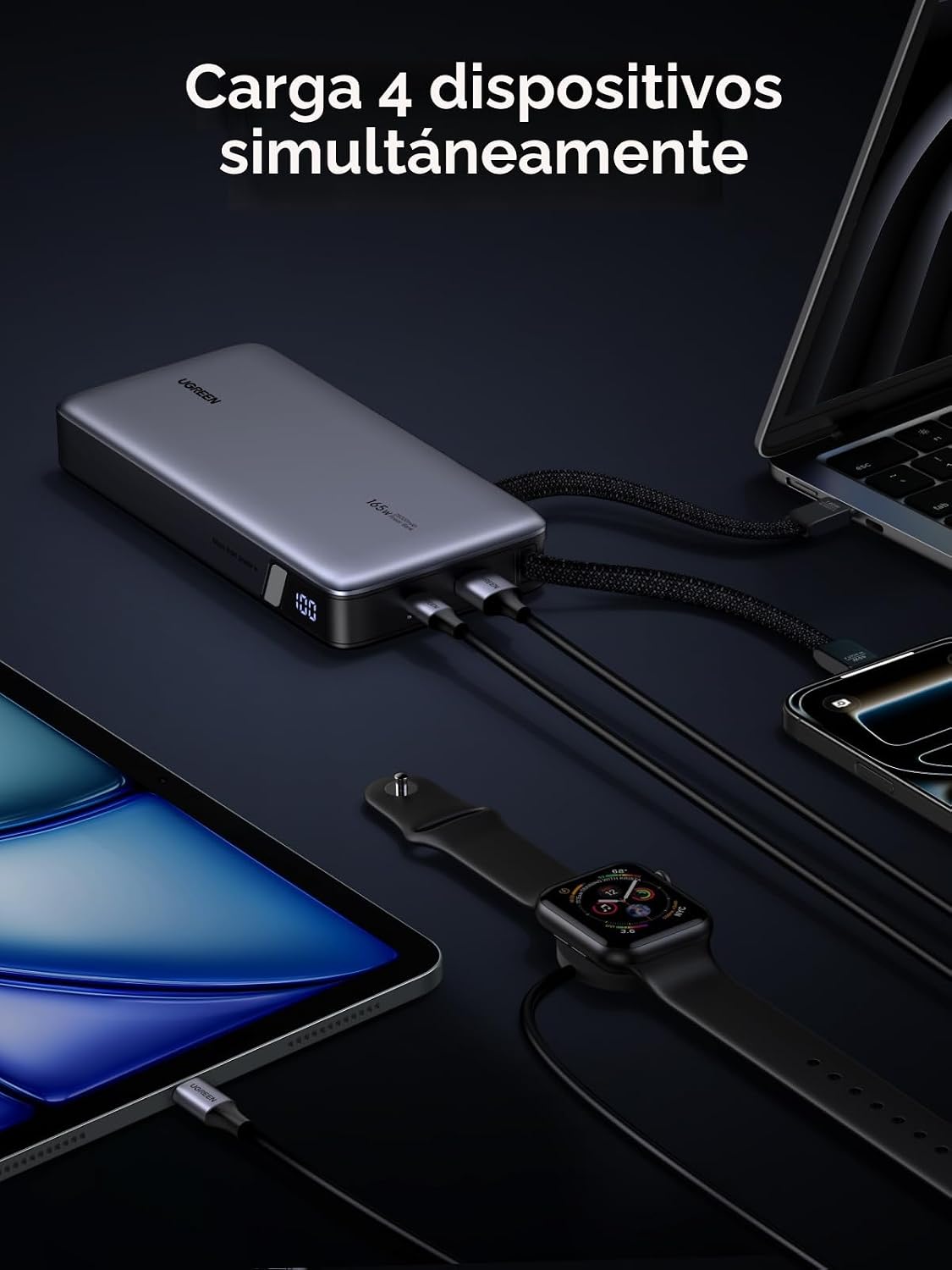 Banco de energía USB-C incorporado UGREEN Nexode 25000mAh 165W para...