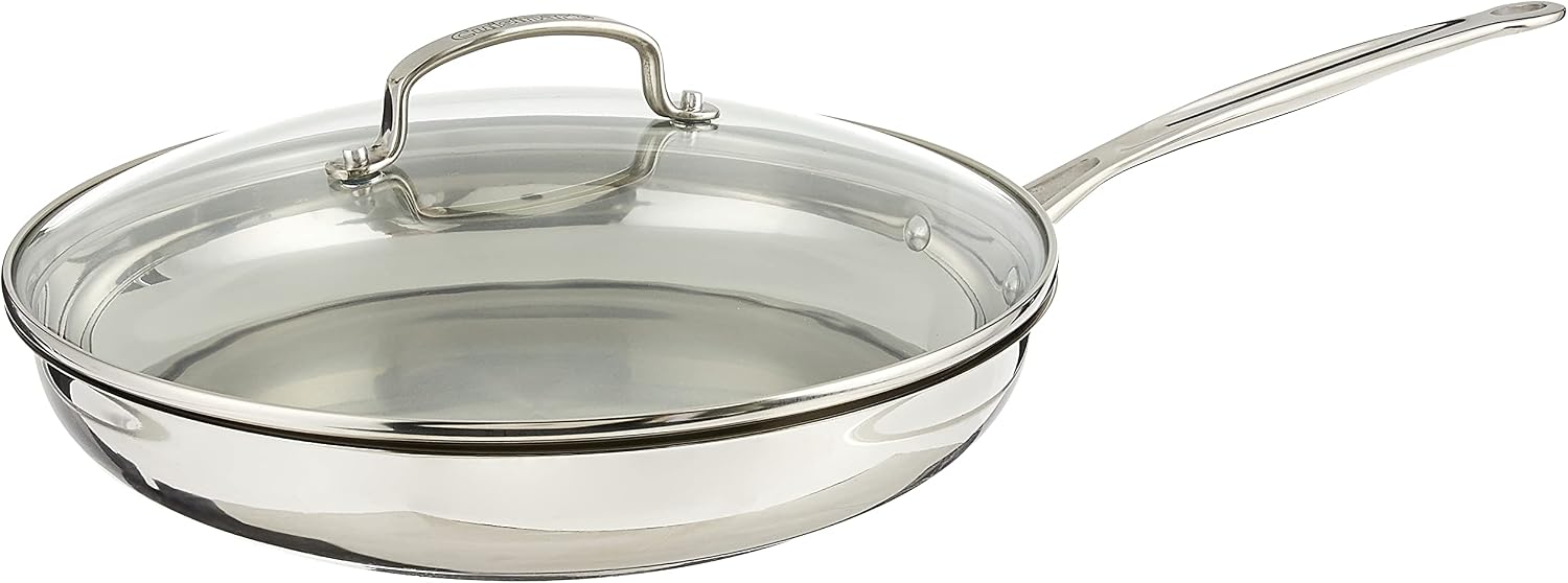 Cuisinart Sartén de 12 pulgadas con tapa de vidrio, colección clási...