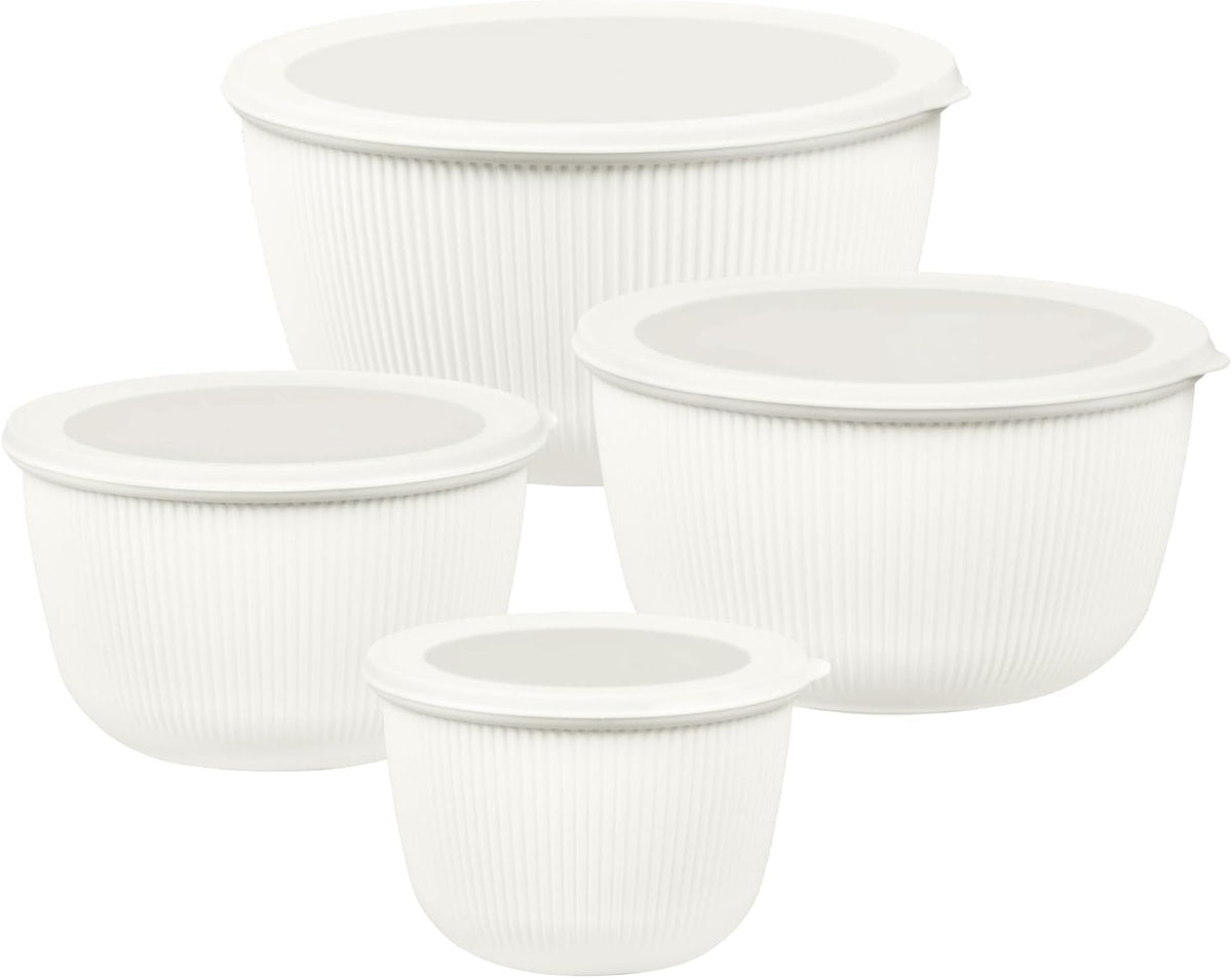 BoxedHome Tazones de plástico para mezclar con tapas, 4.97 cuartos...