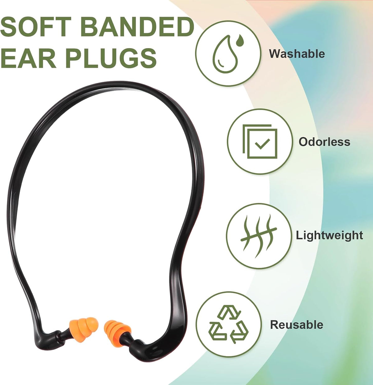 PATIKIL Tapones para los oídos con bandas, reutilizables, lavables,...