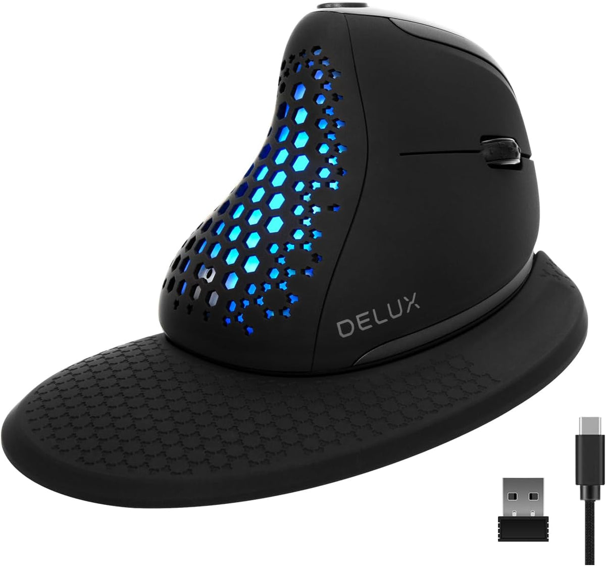 DELUX Seeker Ratón inalámbrico vertical ergonómico con pantalla OLE...