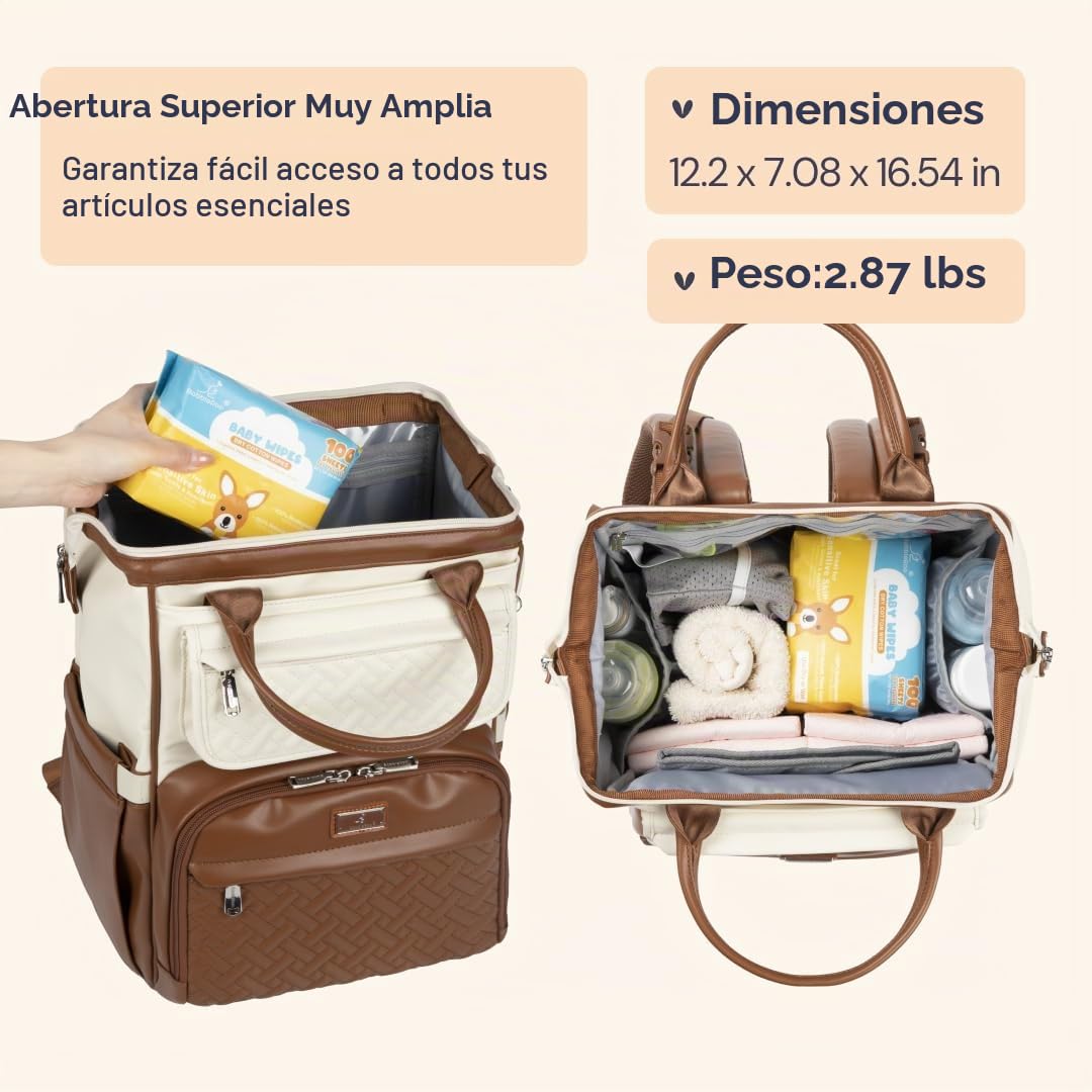 BabbleRoo Mochila de Pañales de Cuero, Bolsas Grandes Multifunciona...