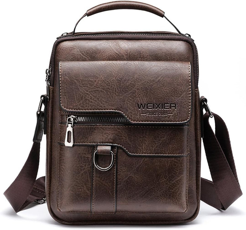 Bolsa de mensajero para hombres, bolso cruzado de hombro, cartera pequeña vintage de cuero PU, cartera maletín, bolsa lateral, bolso de mano cruzado