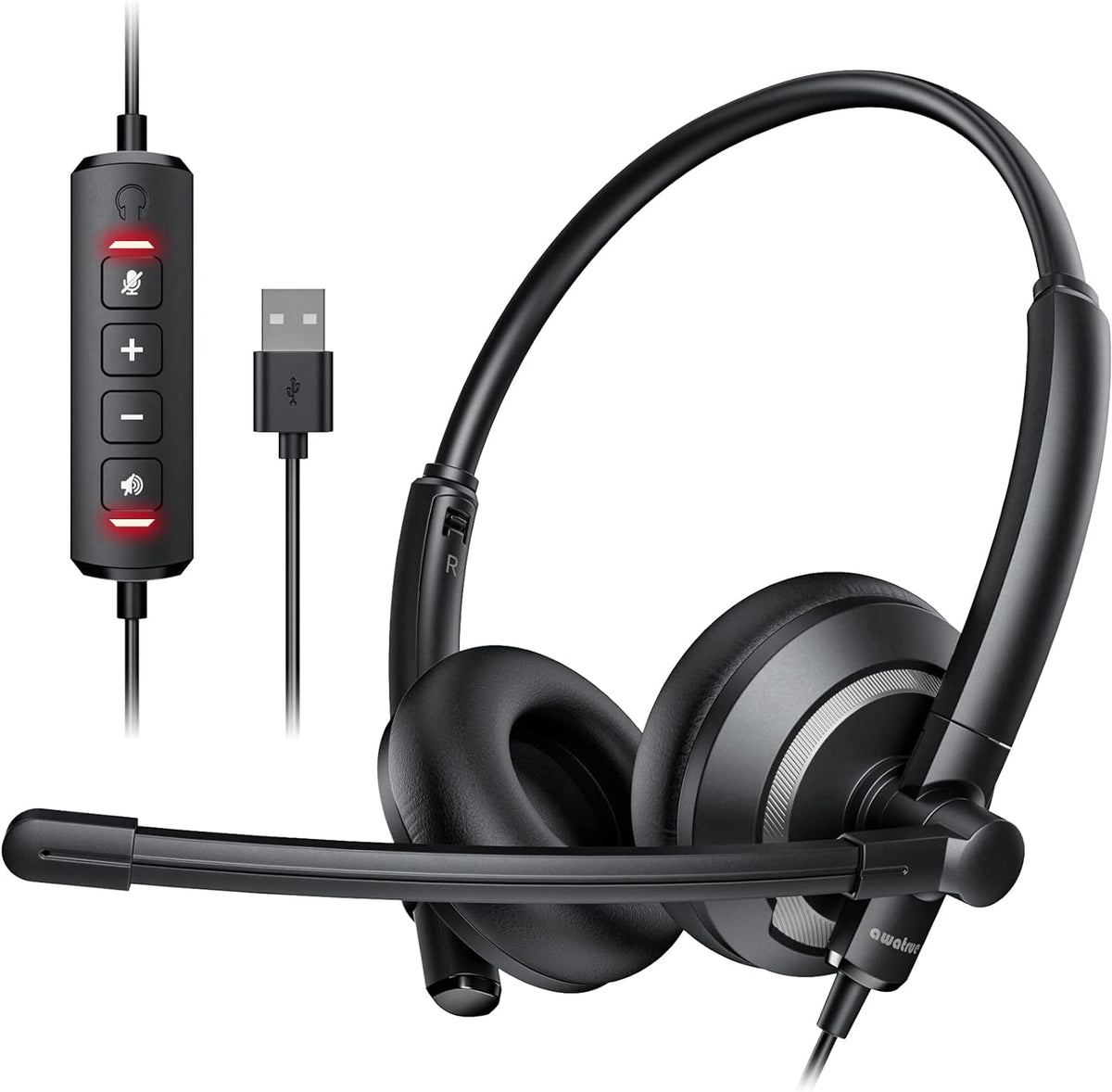 awatrue - Auriculares con cable con micrófono para PC y portátil -...