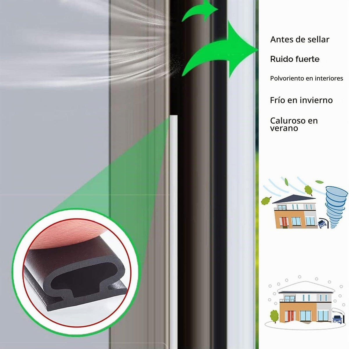 Tira de sellado de clima de goma negra para puerta, tira de sello d...