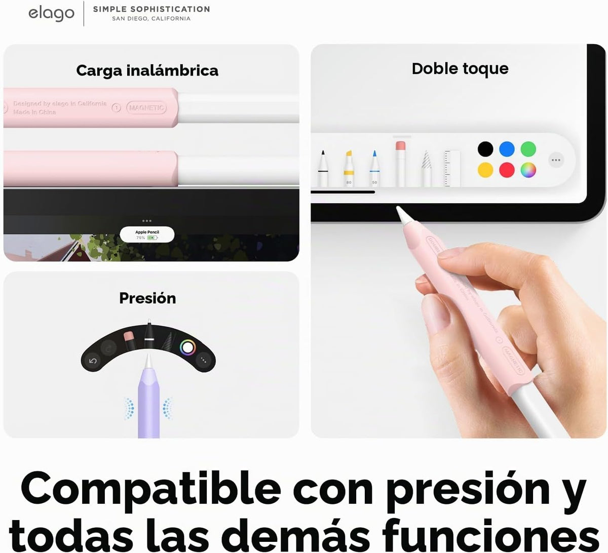 elago Agarre para Apple Pencil Pro, 1ª generación, 2ª generación y...