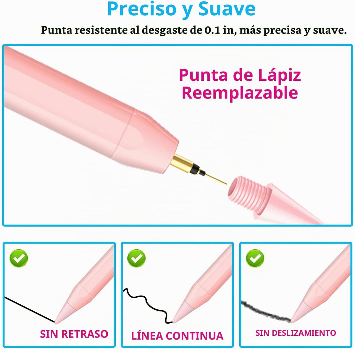Lápiz óptico para iPad 2018-2026, 2 iPencil de carga rápida USB-C c...