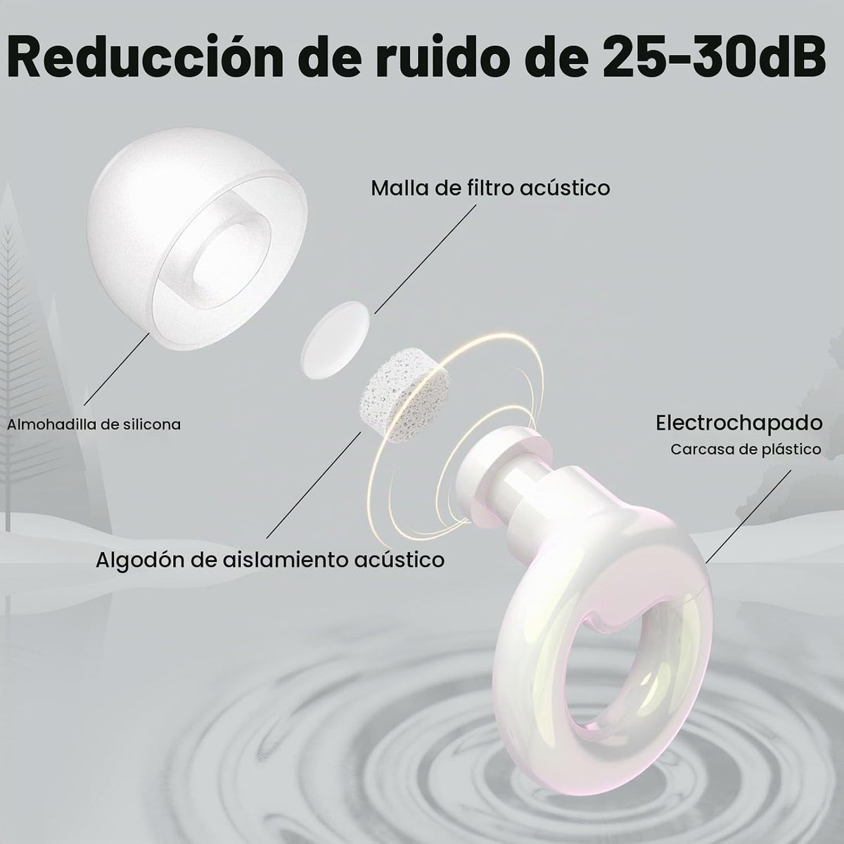JUSTRVN Tapones para los oídos para dormir, 2 pares de elegantes ta...