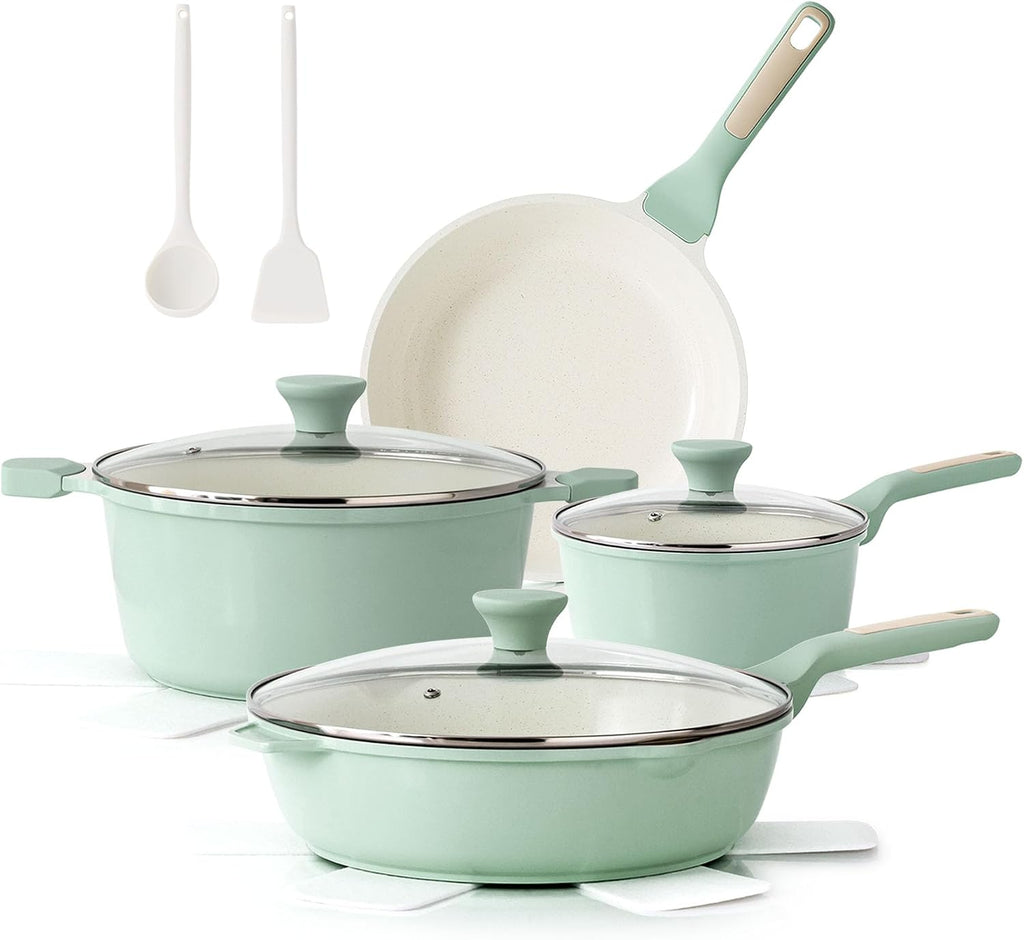 SENSARTE Juego de utensilios de cocina de cerámica antiadherente gr...