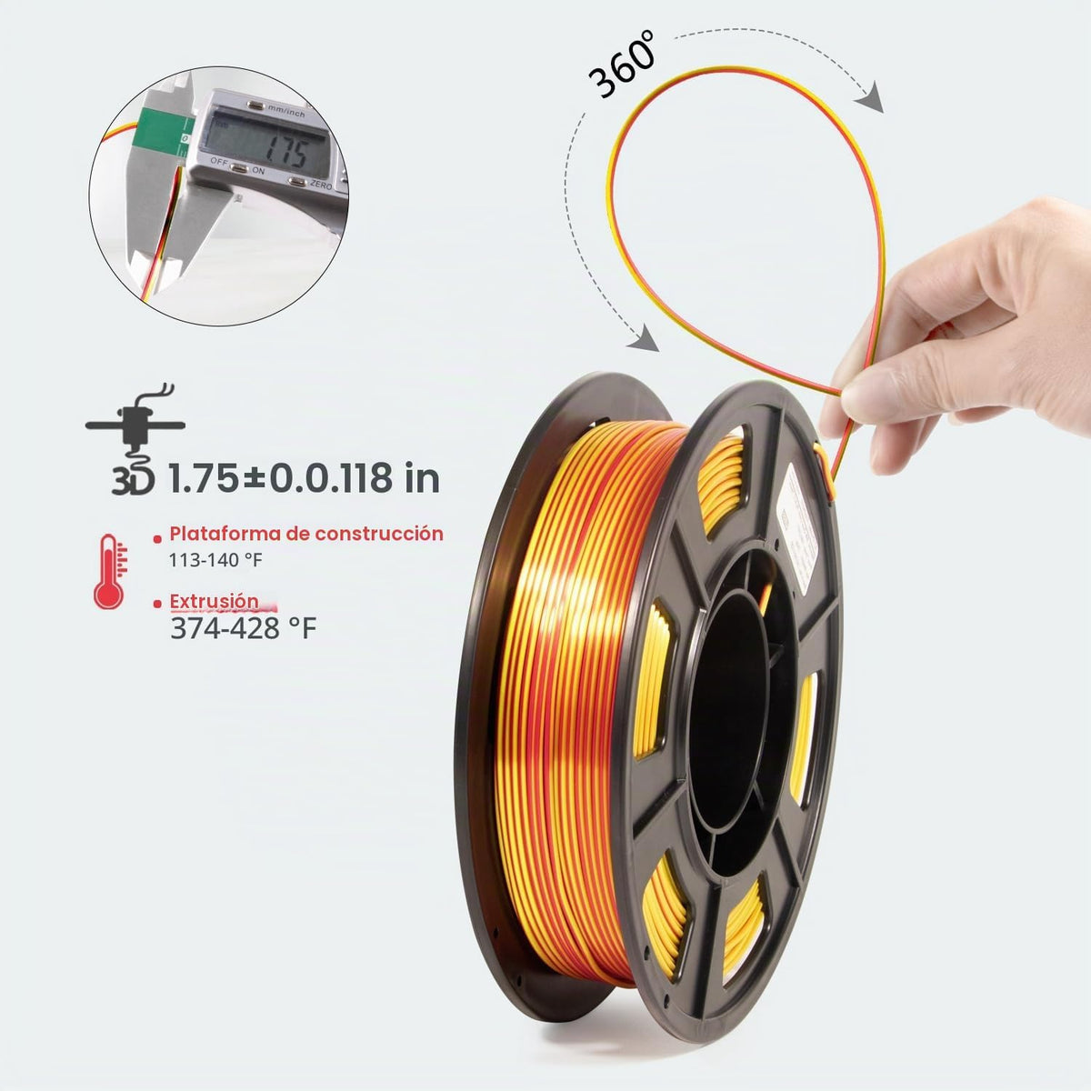 iSANMATE - Filamento PLA de 1\/16 pulgadas de dos colores para impr...