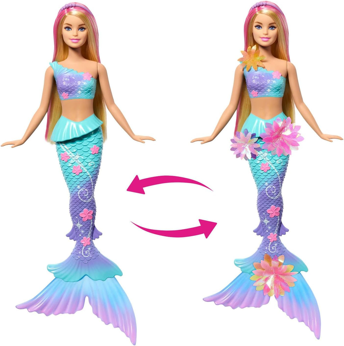 Muñecas de juguete de sirena Barbie con función sorpresa de flores...