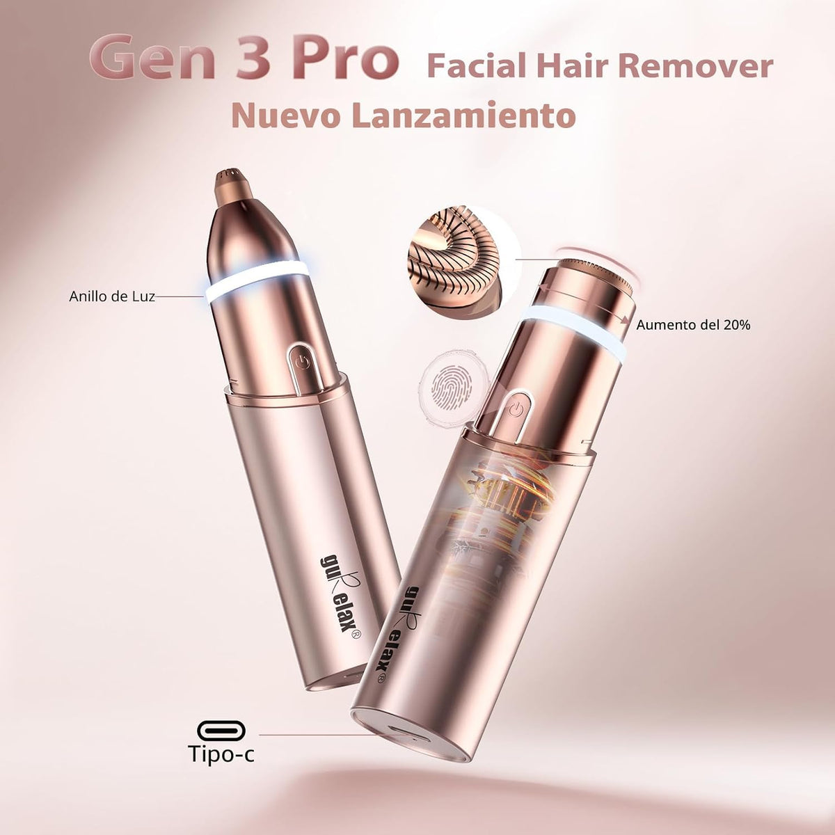 Removedor de vello facial para mujeres (Gen 3 Pro), recortador faci...