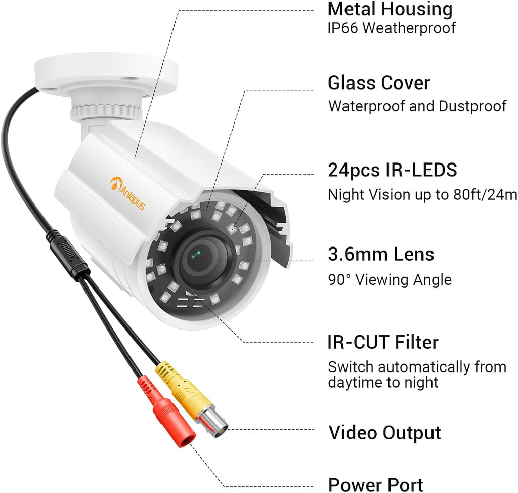 Anlapus Paquete de 2 cámaras de seguridad HD 1080P, visión nocturna...