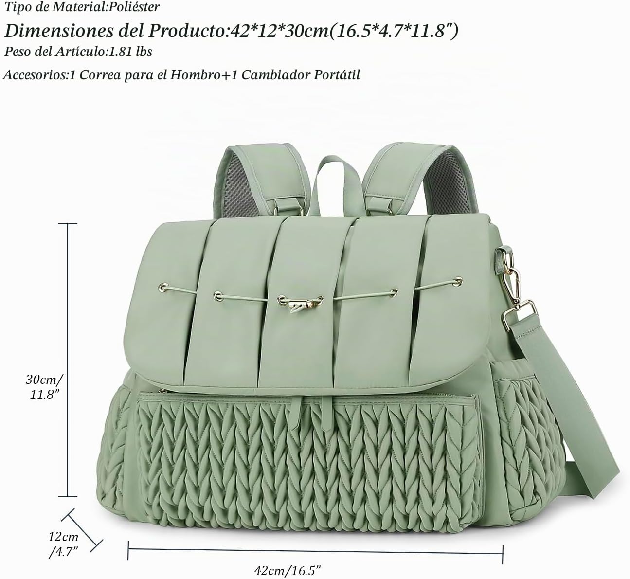 Lmbabter Bolsa de pañales, mochila de mensajero, mochila de viaje,...
