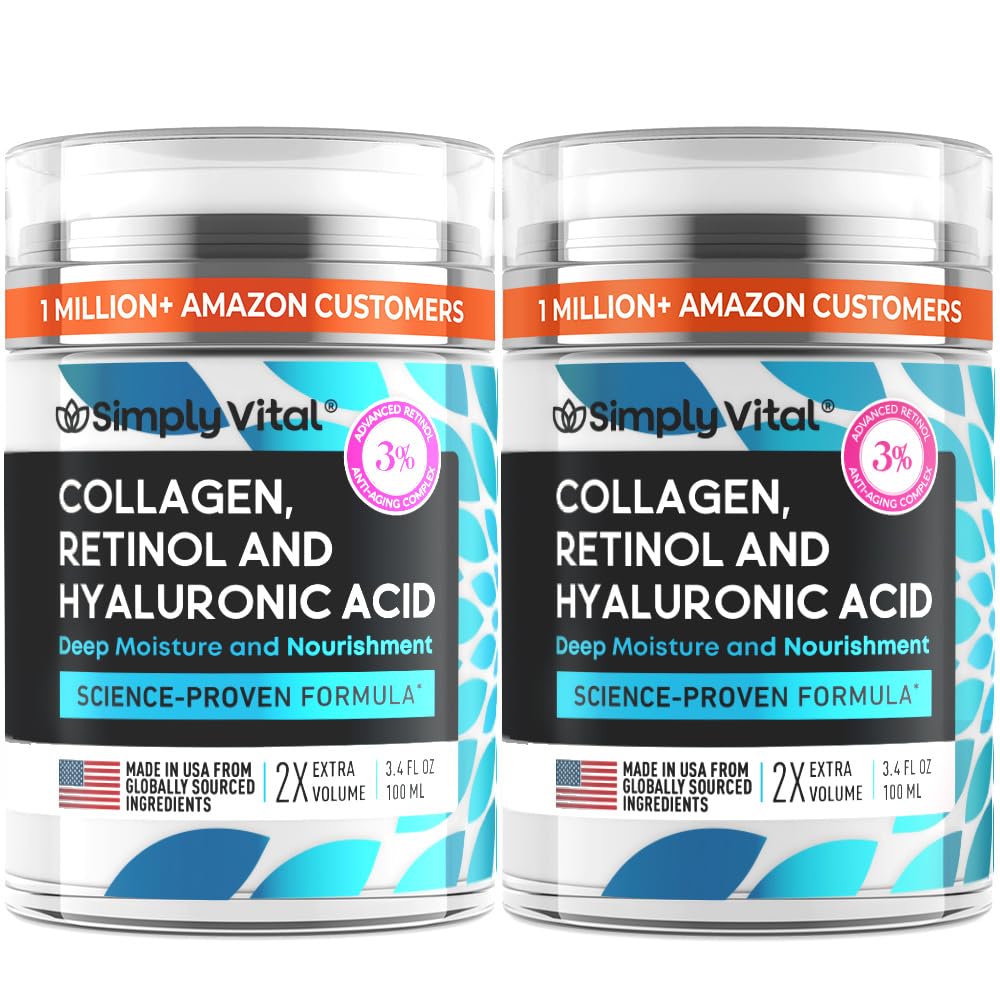 SimplyVital Hidratante facial Retinol Colágeno Hialurónico 3.4 oz (...