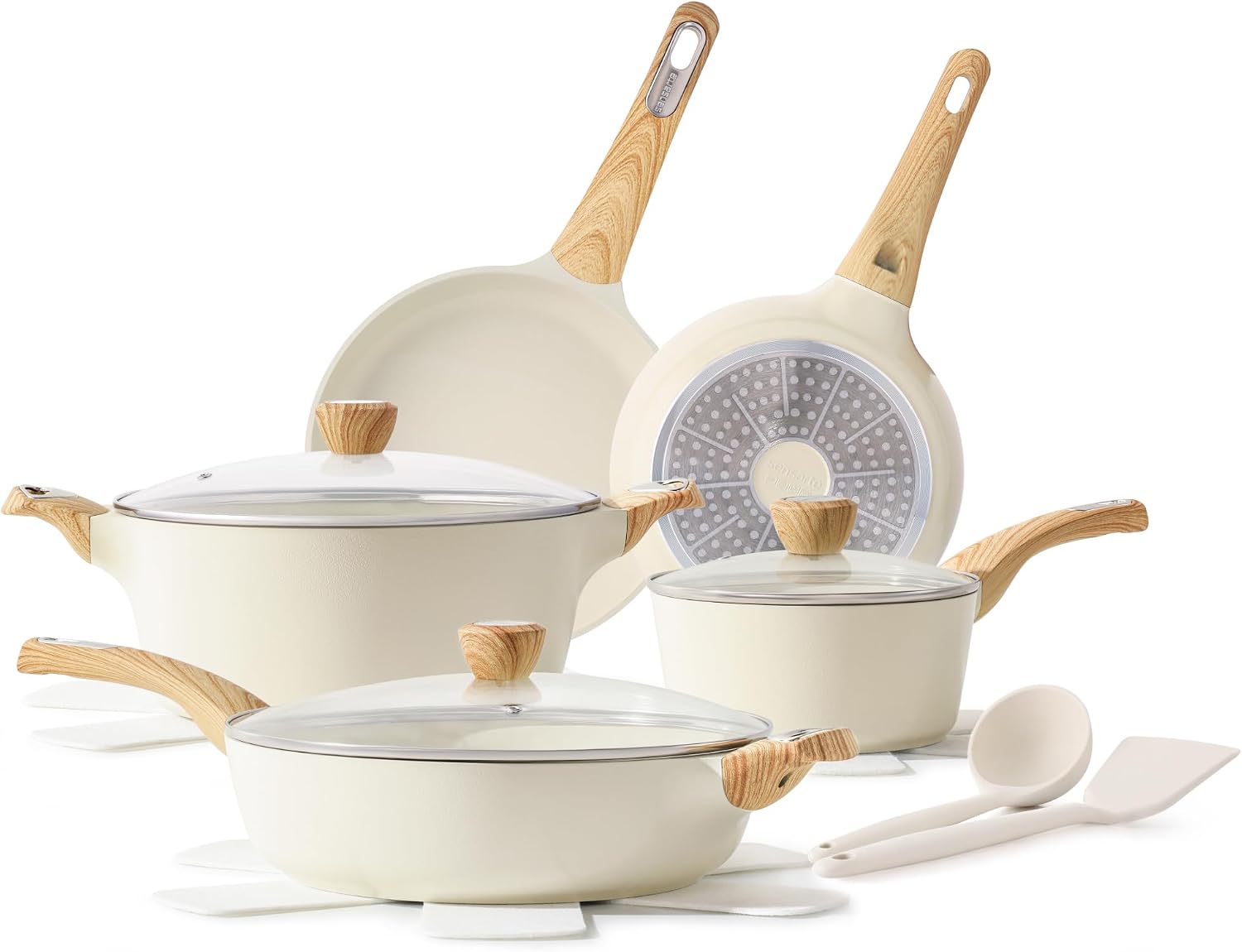 SENSARTE Juego de utensilios de cocina de cerámica, juego de ollas...